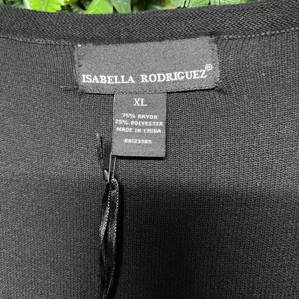 ISABELLA RODRIGUEZ Dress Women XL Black Sheath Knit Round Neck Ruffle 2094 - Picture 4 of 8